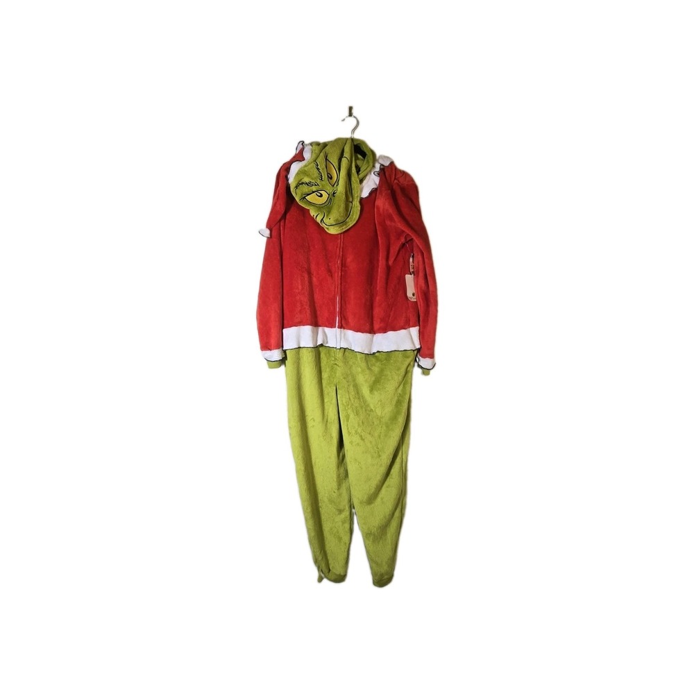 Dr. Seuss Grinch Pajamas Halloween Costume 1 PC Adult Male or Female XL Hooded